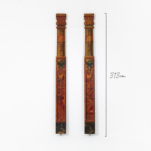 Very Tall Pair of Painted Fairground Columns