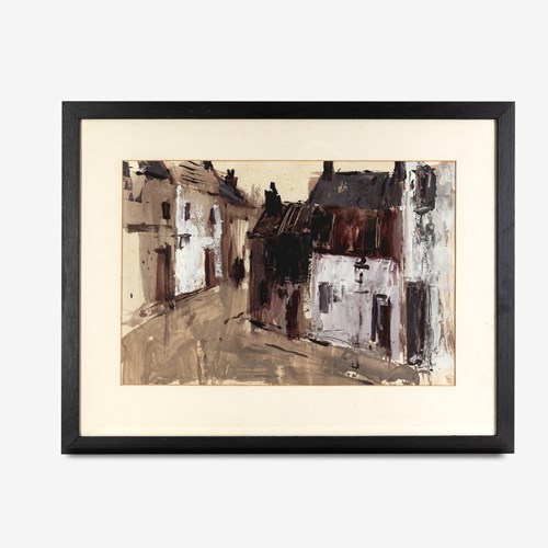 Oil On Board Of A Street Scene By William Burns