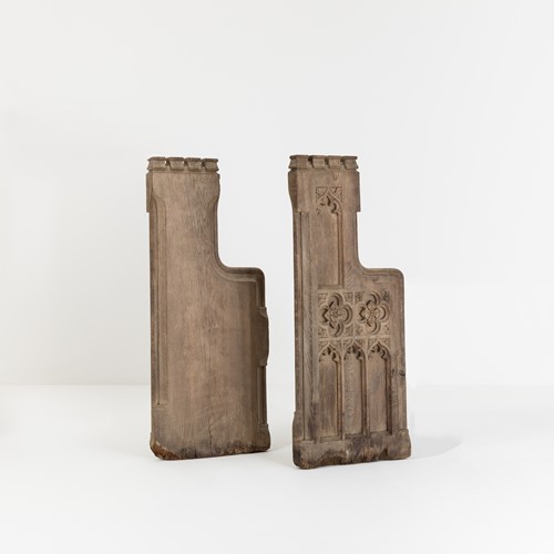 Pair of Early 19th Century Oak Gothic Pew Ends