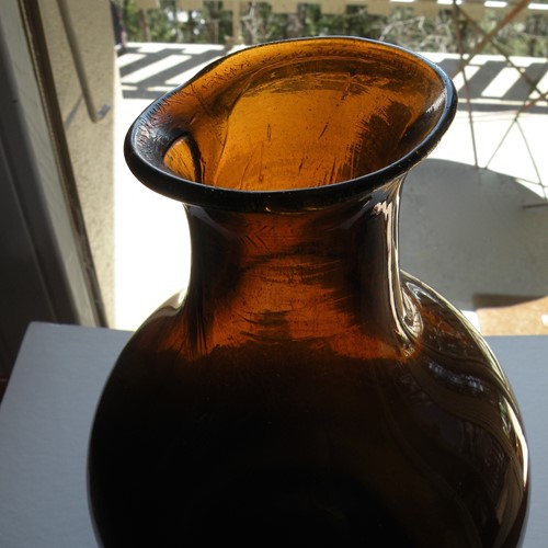 Wonky French Amber Glass Jar 