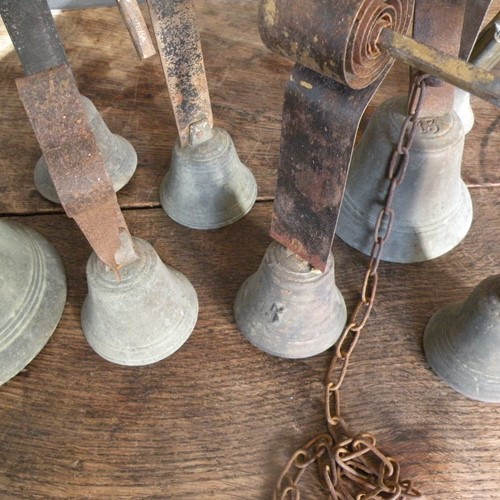 collection of 8 French door or servant bells 