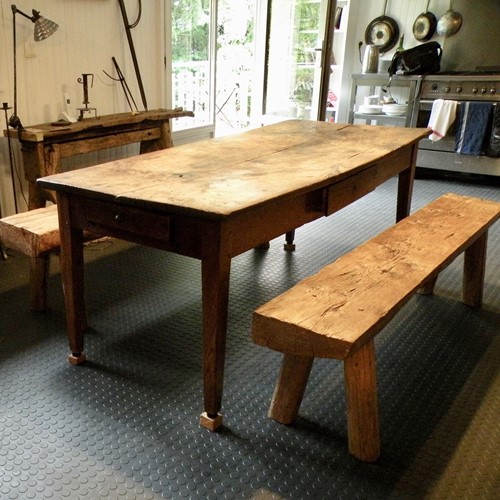 French Chestnut 2 Plank Dining Table 