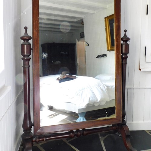 Exceptionally Large Mahohany Cheval Mirror 