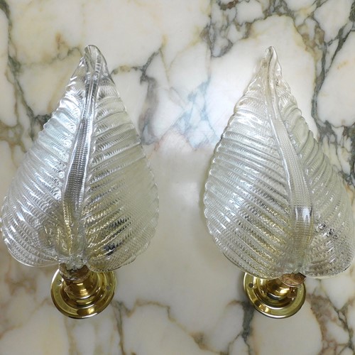 Pair Barovier And Toso Murano Glass Wall Sconces