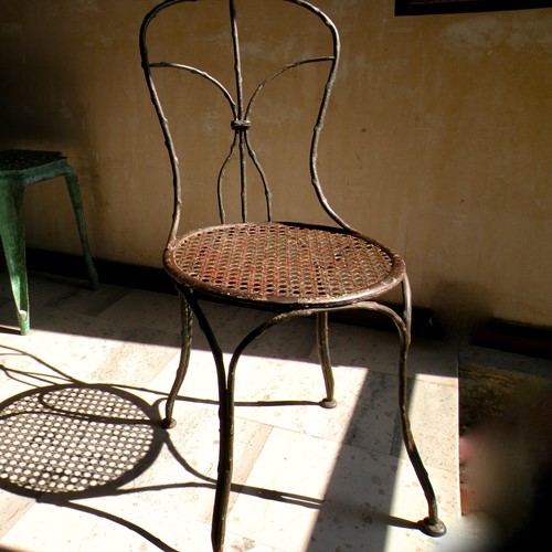 'Faux -Bois' Rustic Wrought Iron French Chair 
