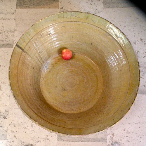 Large Spanish glazed terracotta bowl 