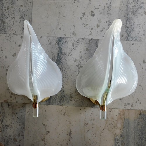 2 Pairs Of Murano Glass Wall Lights By Franco Luce