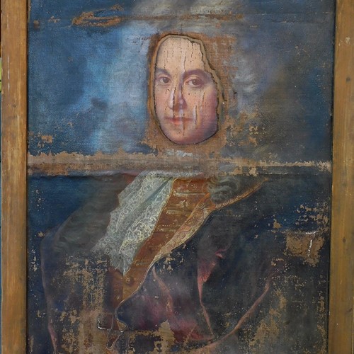 Distressed 18Thc Portrait Of A Gentleman 