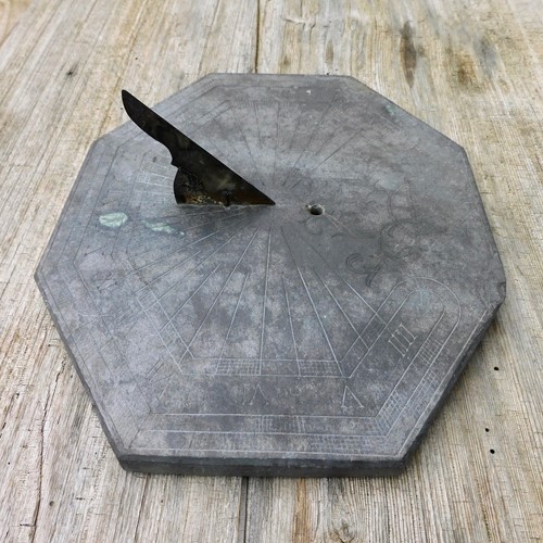 C19th Engraved Slate And Copper Sundial 
