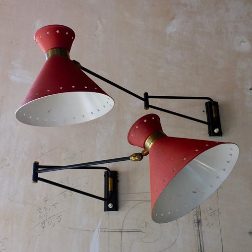 Pair Of Mid Century Articulated Wall Lights 