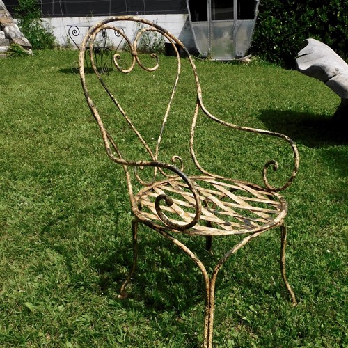 Large Scale Wrought Iron Garden Armchair