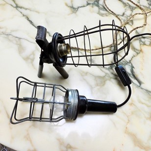 2 French Antique Inspection Lamps 