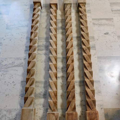 Set Of 4 Pine Carved Columns 