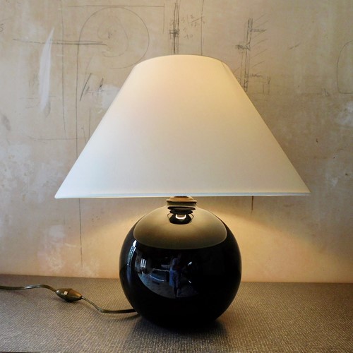 Black Glass Lamp In The Manner Of Jacques Adnet 
