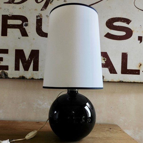 black glass lamp in the  manner of Jaques Adnet 