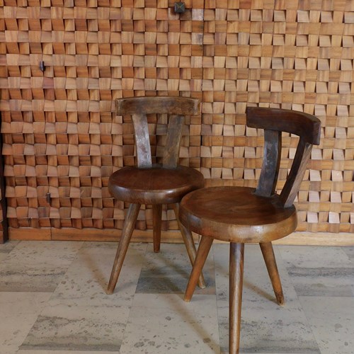 Pair Of Mid Century Tripod Chairs In The Manner Of Charlotte Perriand 