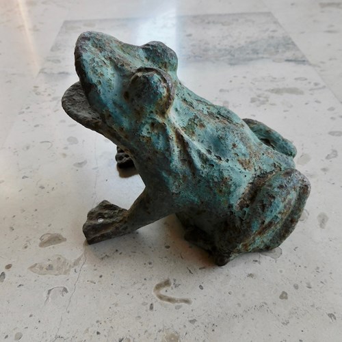 Original French Cast Iron Model Of A Frog 