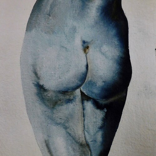 Original Nude Study Watercolour By Michael Roberts 