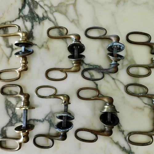 8 Pairs Of French Early 19Th Century Brass Door Handles 