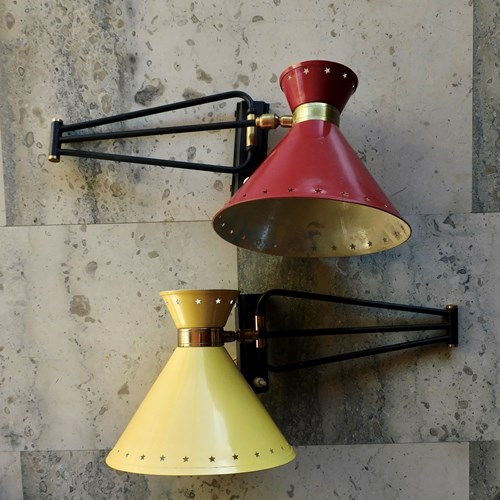 Pair Of Articulated Wall Lights Designed By Rene Mathieu For Lunel 