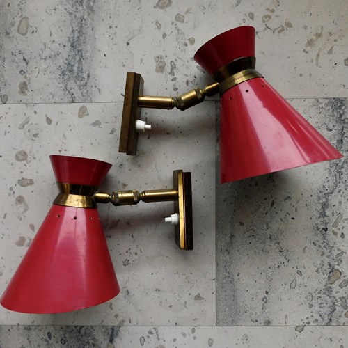 Pair Of Original French Wall Lights By Rene Mathieu For Lunel 