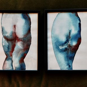Two Small Original Watercolour Stud...