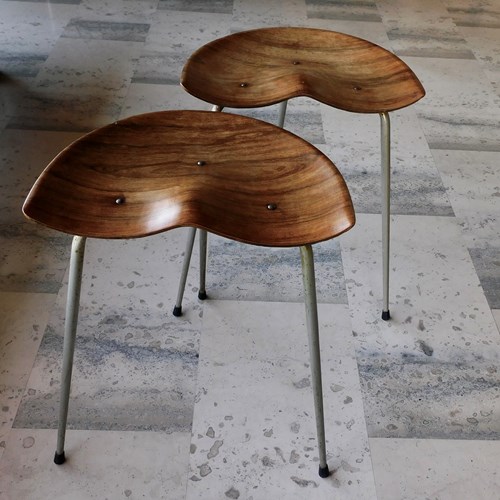 Pair Of Metal And Rosewood  Stools By Astor Glibstrup 