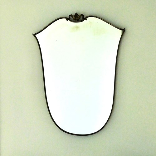 Vintage Italian Brass Mirror In The Manner Of Gio Ponti 