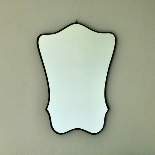 Vintage Italian Brass Mirror In The Manner Of Gio Ponti 