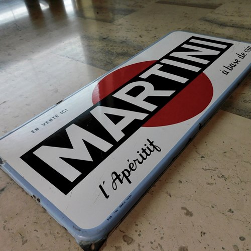 Original Enamel Martini Advertising Sign Dated 1957