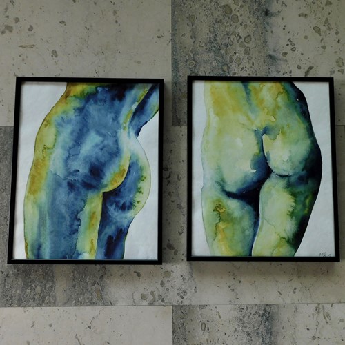 Pair Of Original Watercolour Studies By Michael Roberts 