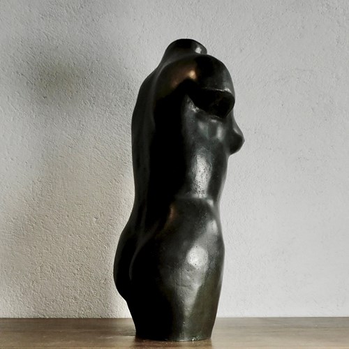 A Good Early 20 Th Century Bronze Study Of A Female Torso 