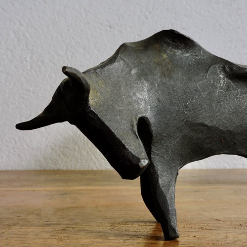  A Bold Iron Sculpture Of A Rampant Bull