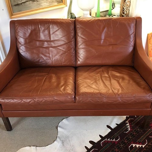 1970s Danish Leather Sofa 2 Seater