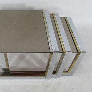 Trio of Chrome and Brass Side Tables