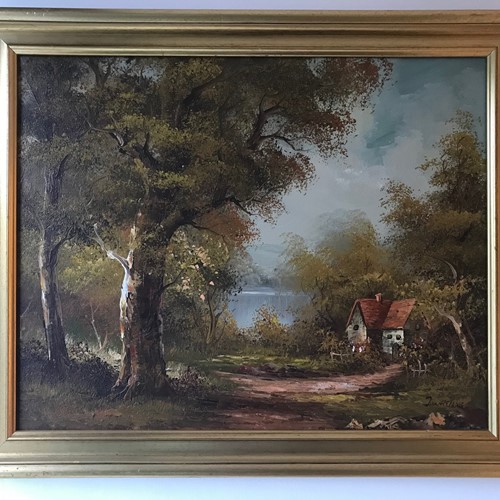 Framed Country Landscape Oil Painting On Canvas