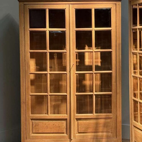 C1930 A Single English Bleached Oak 2 Door Bookcase