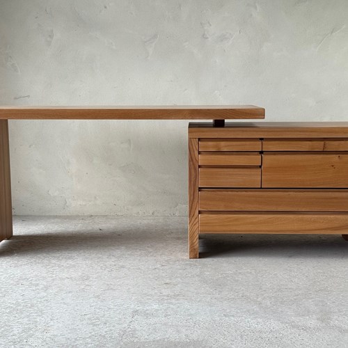 1960 An Iconic French Elm Modular Desk By Pierre Chapo.