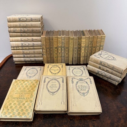 C1915 A Collection Of 40 French Parchment Bound Books