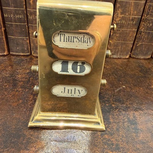 C1900 A English Brass Desk Perpetual Calander