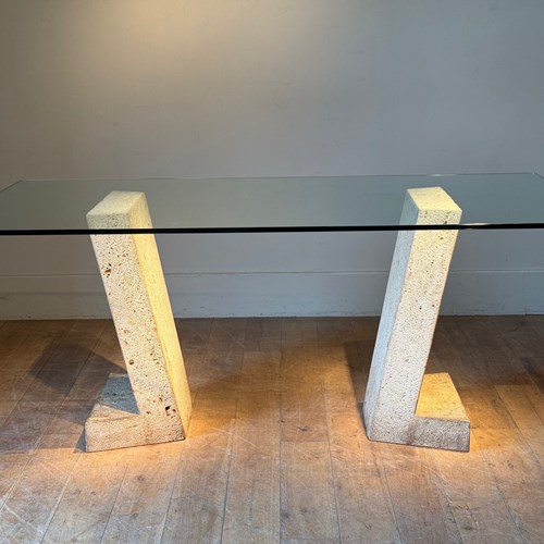 C1970 A Stylish Spanish Composite Cement & Glass Table  / Console Table