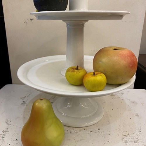 C1890 A Flemish Creamware Ironstone Cake / Fruit Stand