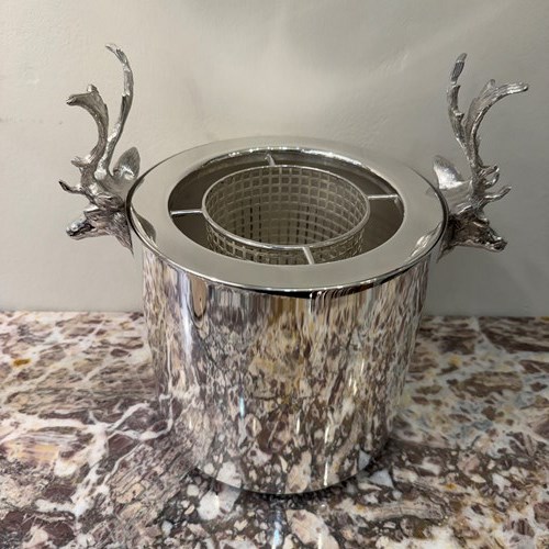 C1930 A French Stag Silver Plate Wine Cooler / Bucket
