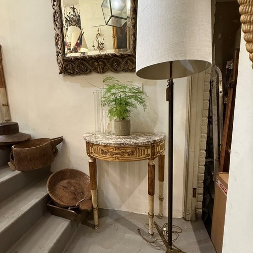 C1960 An Italian Brass & Leather Telescopic Floor Lamp By Gino Sarfatti