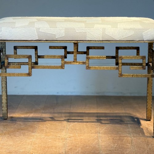 C1960 A Stylish Spanish Geometric Gilt Iron Stool - Bench 