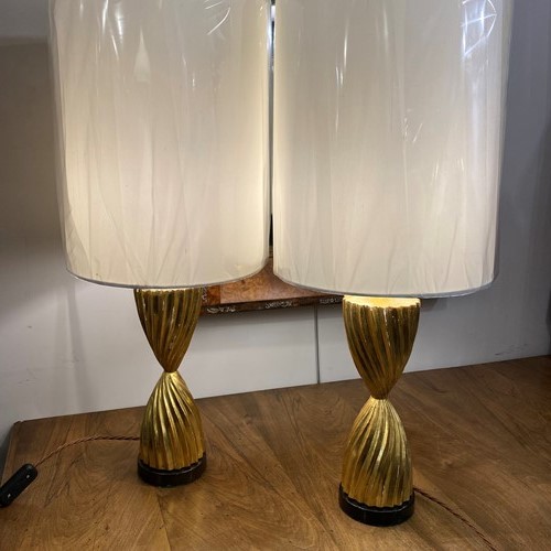 C1950 An Elegant Pair of Gilt Wood Table Lamps