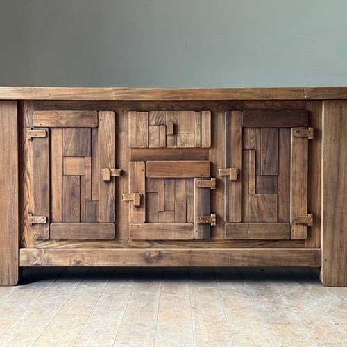 C1950 A Stylish Spanish Brutalist Elm Enfilade / Sideboard