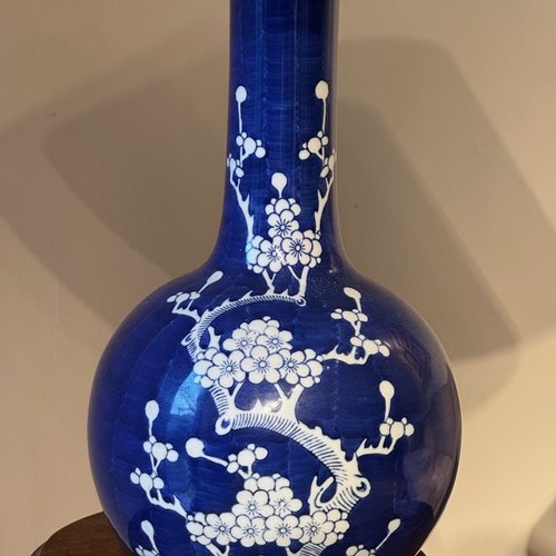 C1950 A French Blue & White Oriental Ceramic Lamp