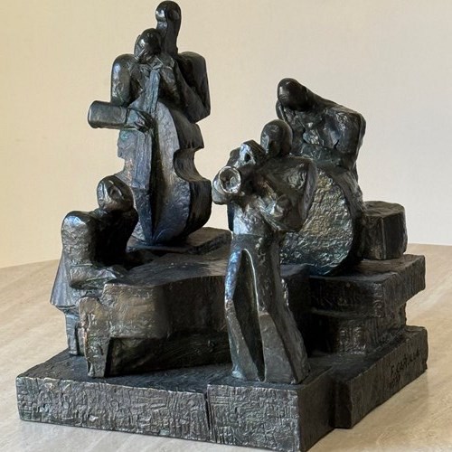 C1977 A Spanish Bronze Sculpture Of A Jazz Band Signed F Carulla 