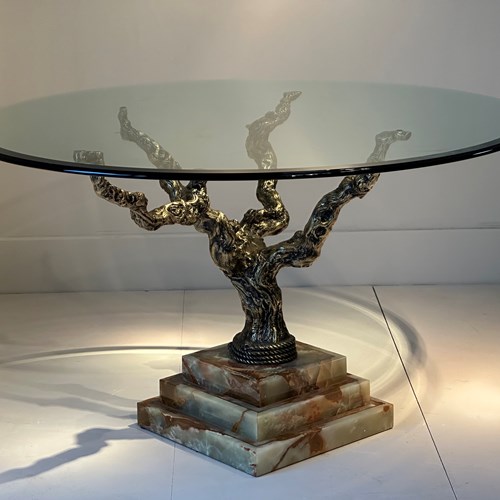 C1960 A French Bronze, Onyx & Glass Centre/Dining Table